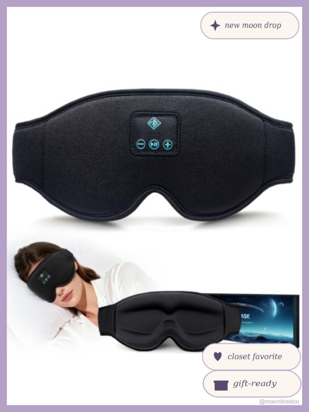 Bluetooth Sleep Mask Headphones 3D Contoured Wireless Music Eye Mask Blackout